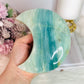 Large Sky Blue Quartz Carved Chunky Moon On Stand 25cm 626grams