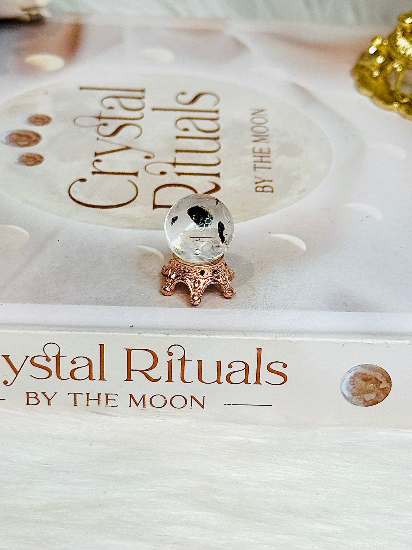 Rare Mini Herkimer Diamond Sphere on Stand