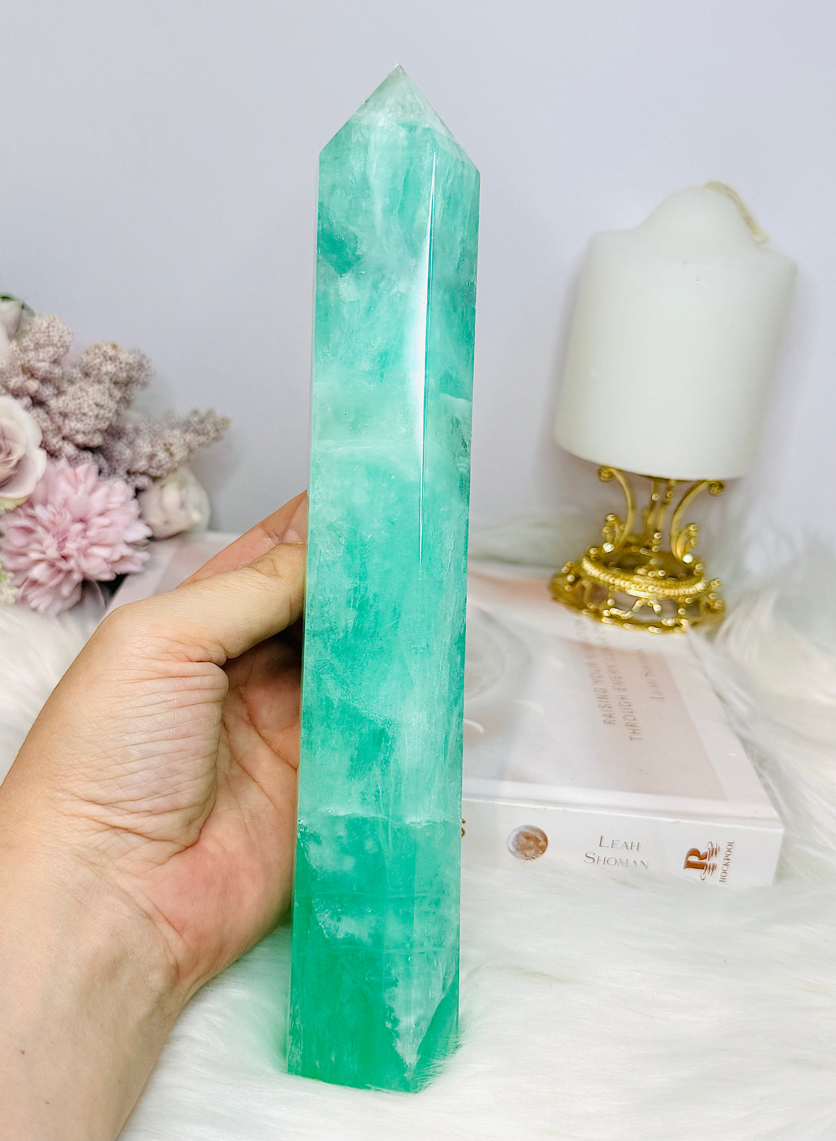 Huge High Grade Green Watermelon Fluorite Tower 24cm 885g
