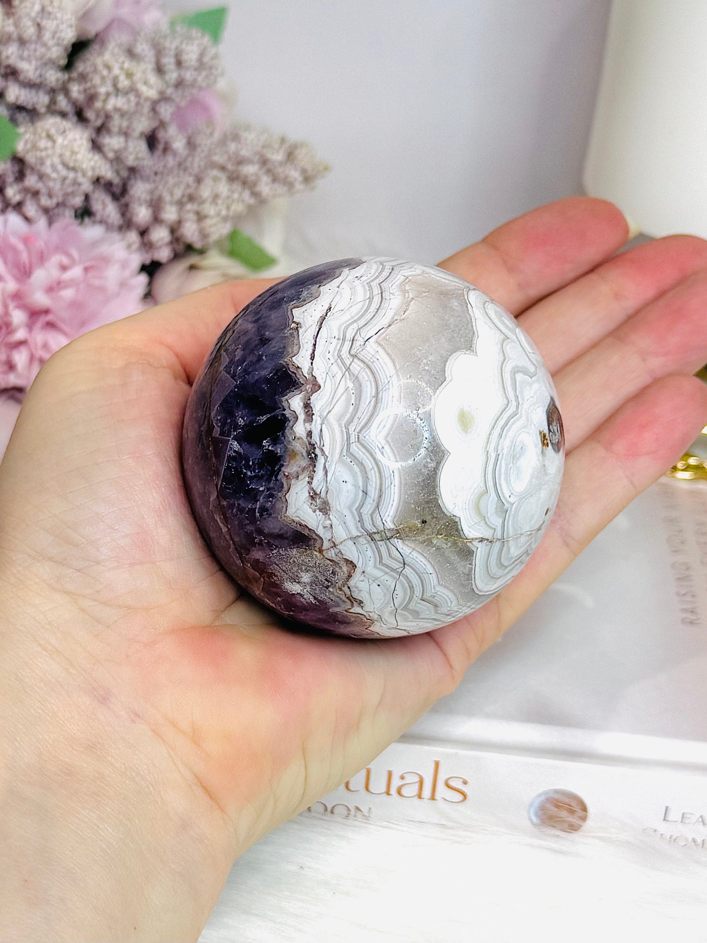 Large Crazy Lace Agate Sphere on Stand 378g