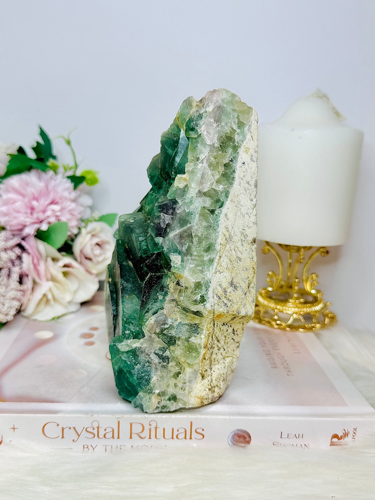 Huge Natural Green Cubed Fluorite Specimen 16cm 1.26KG