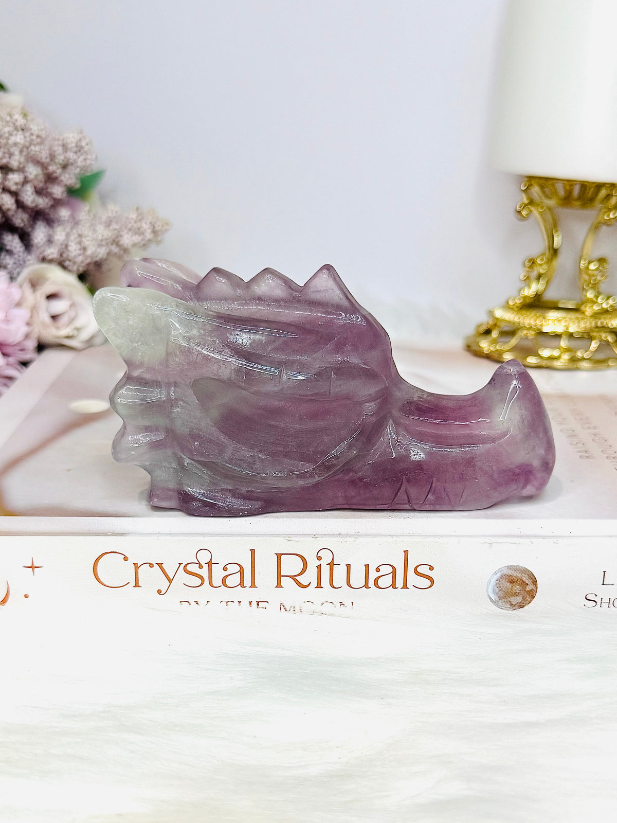 Purple Fluorite Carved Dragon 11cm 394g
