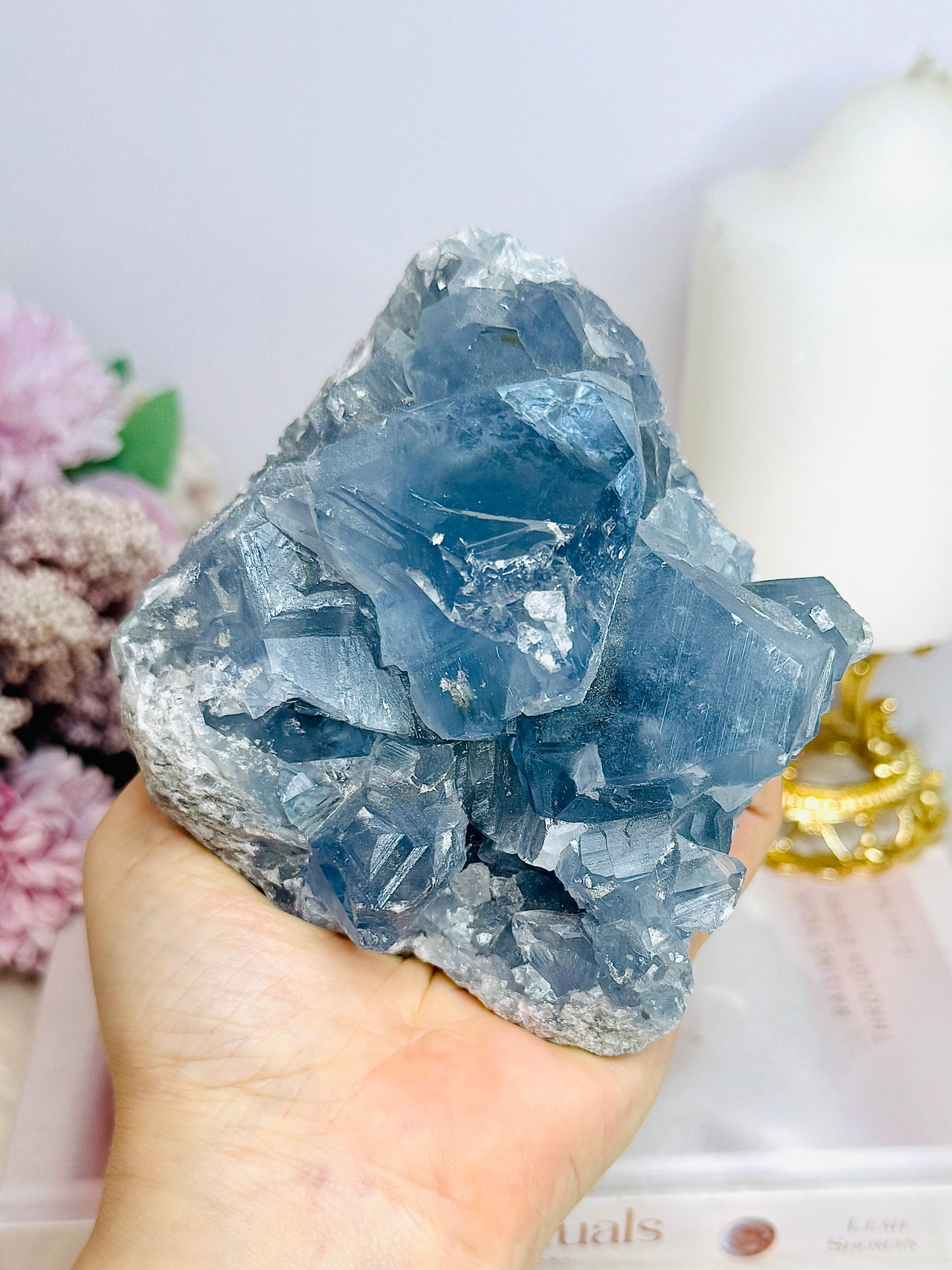 High Grade Natural Blue Celestite Large Freeform 1.12KG