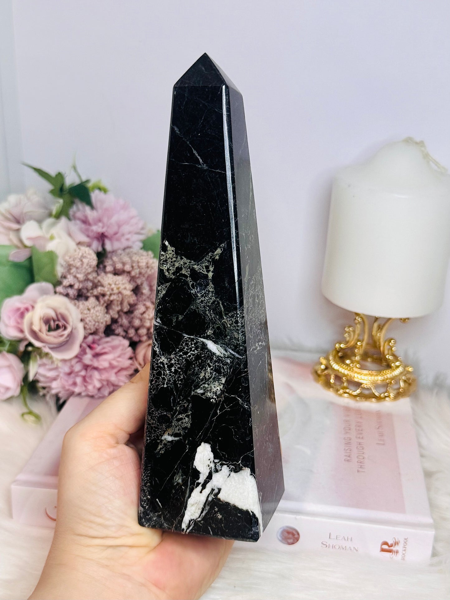 Large Black Onyx Tower 19.5cm