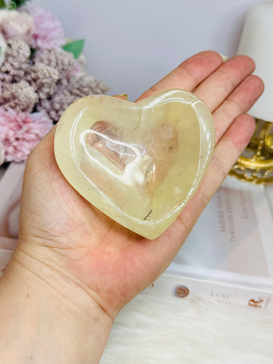 Chunky Lemon Quartz Heart Bowl 8cm