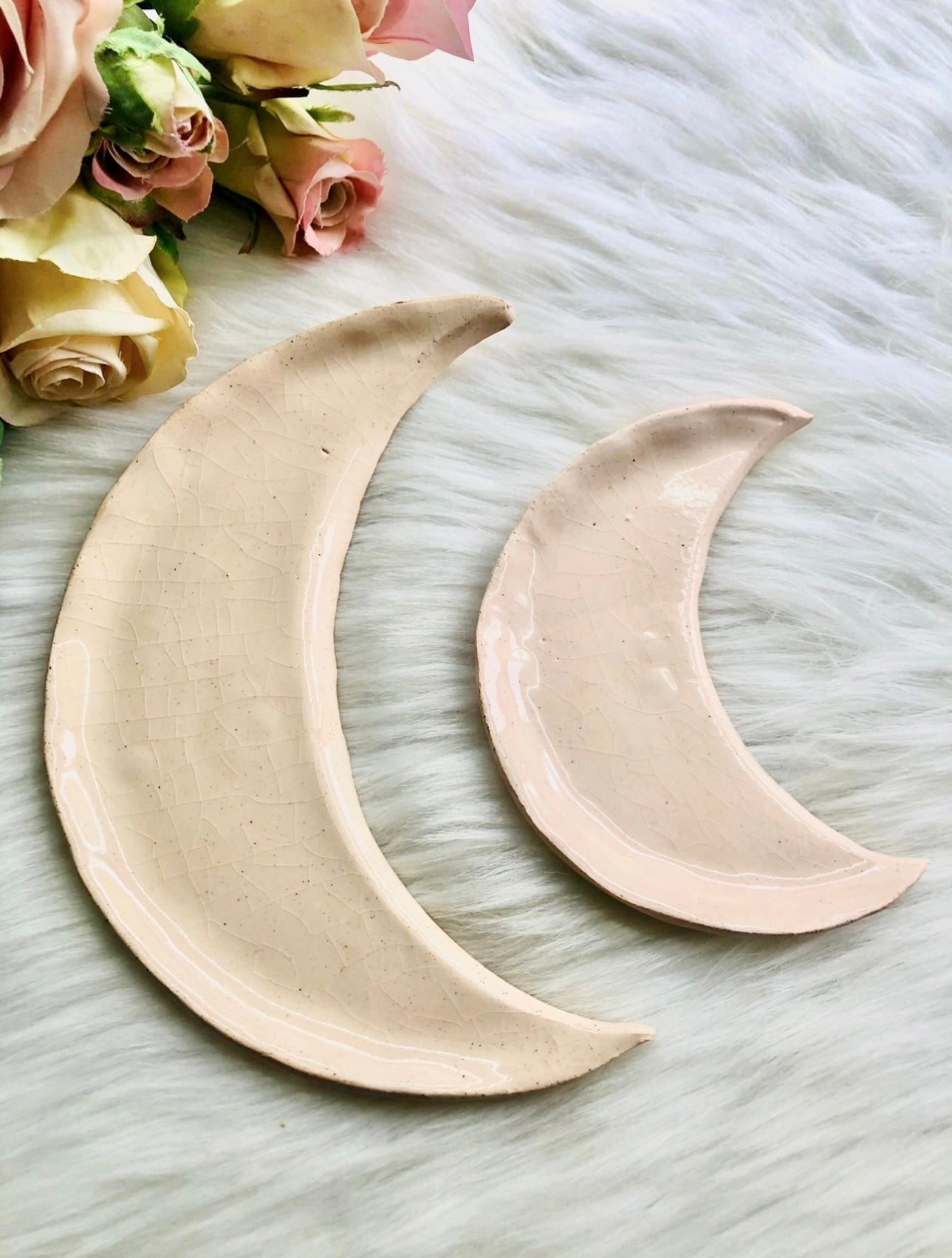 Gorgeous Large 16cm Handmade Ceramic Moon Plate By Florence and Folk