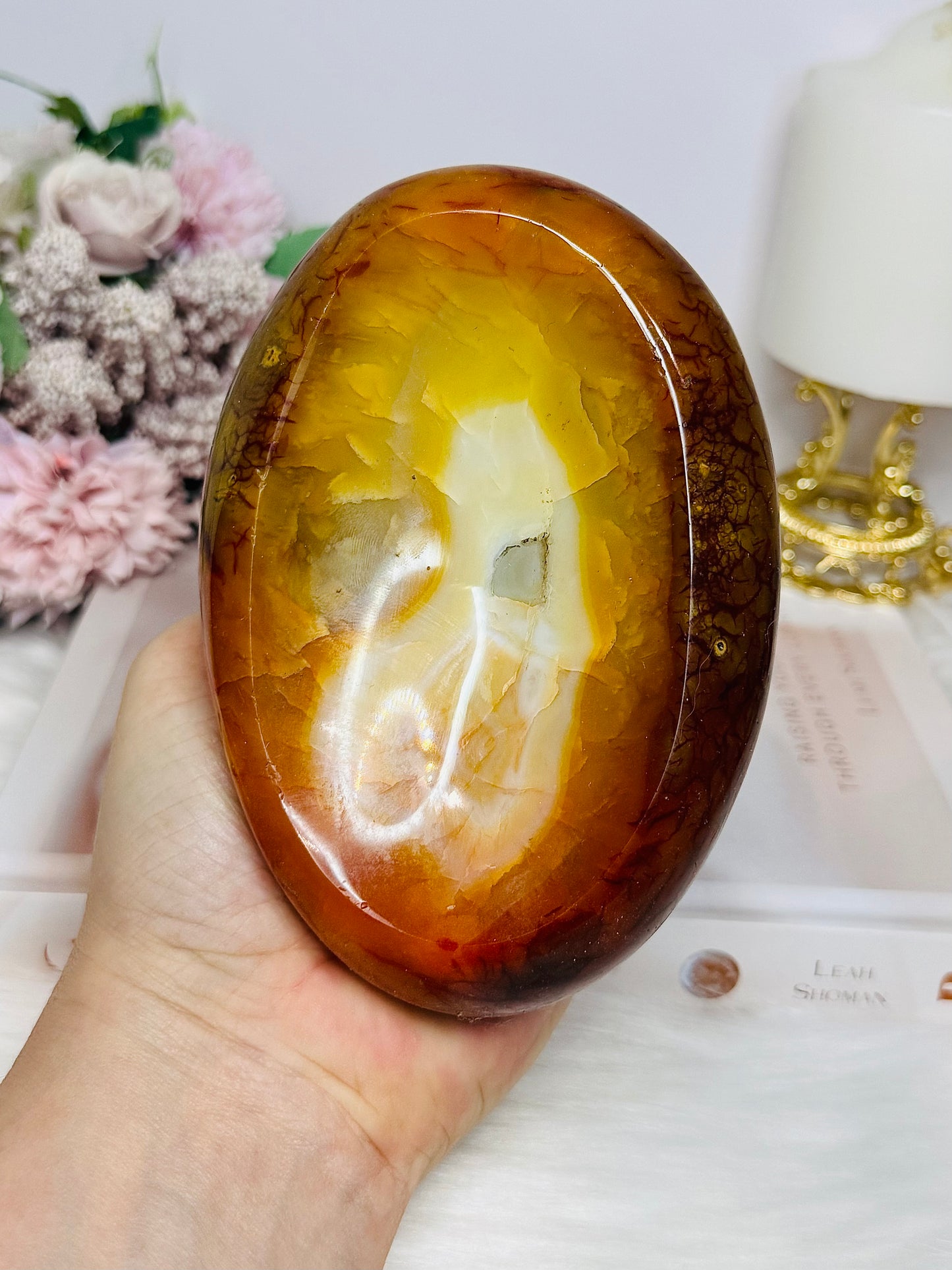Large Carnelian Carved Bowl 13.5cm 705g