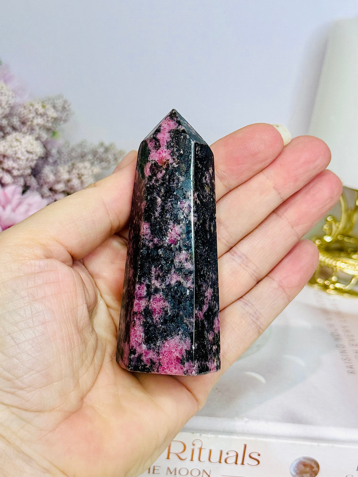 High Grade Rhodonite Tower 9cm