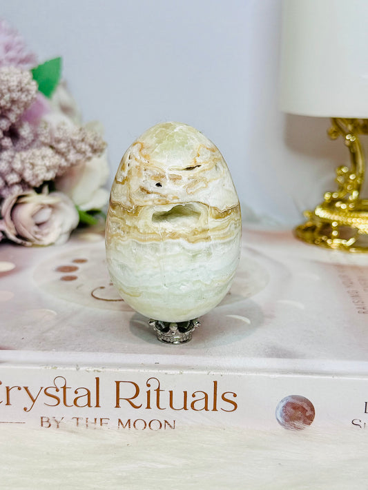 Caribbean Calcite Druzy Egg On Stand 7cm