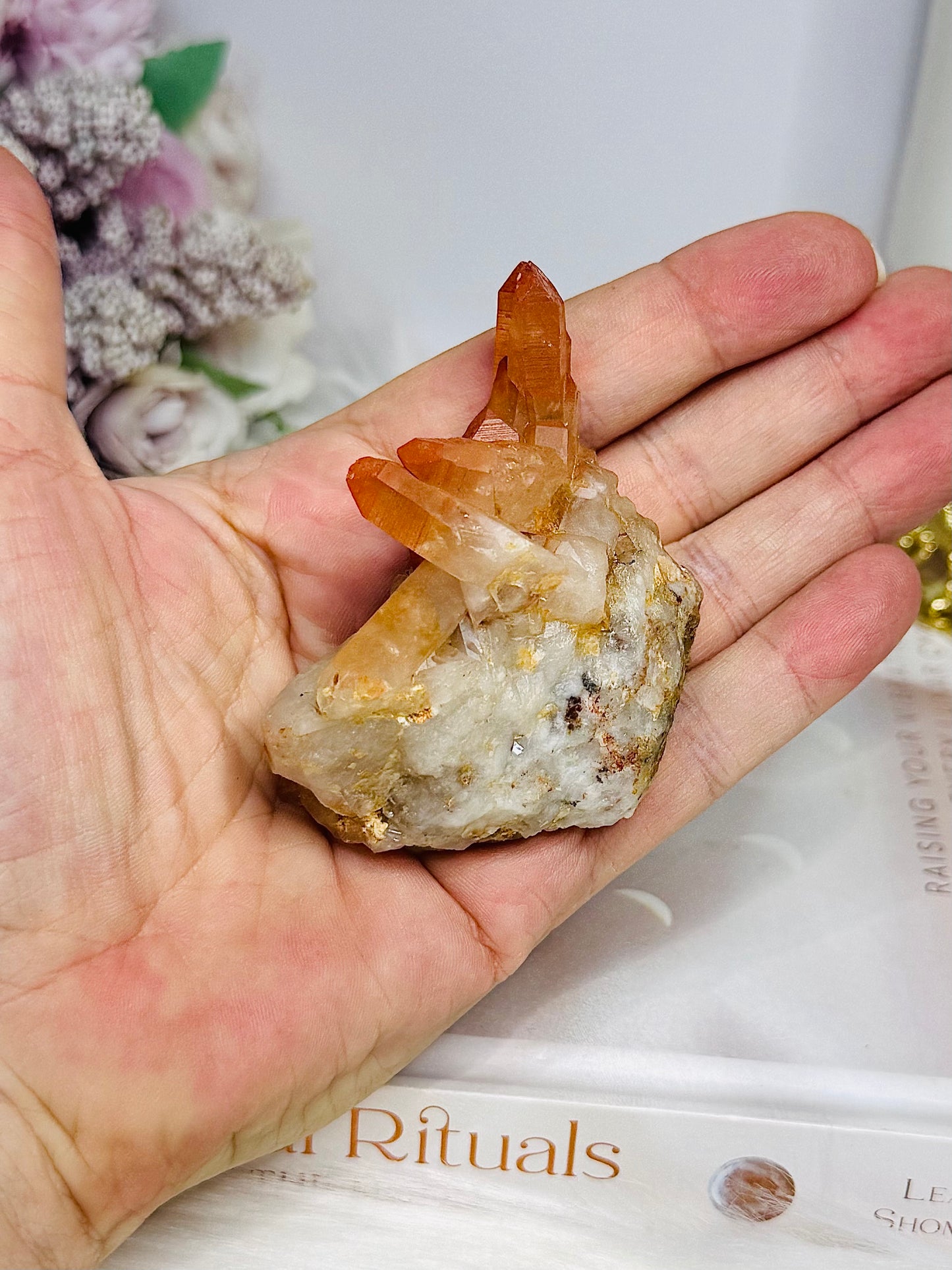 Natural Tangerine Quartz Cluster Specimen 92g