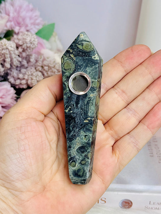 Kambaba Jasper Pipe 11cm (Chip on tip)