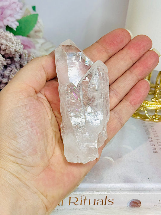 High Grade Clear Quartz Cluster Point with Rainbows 9cm