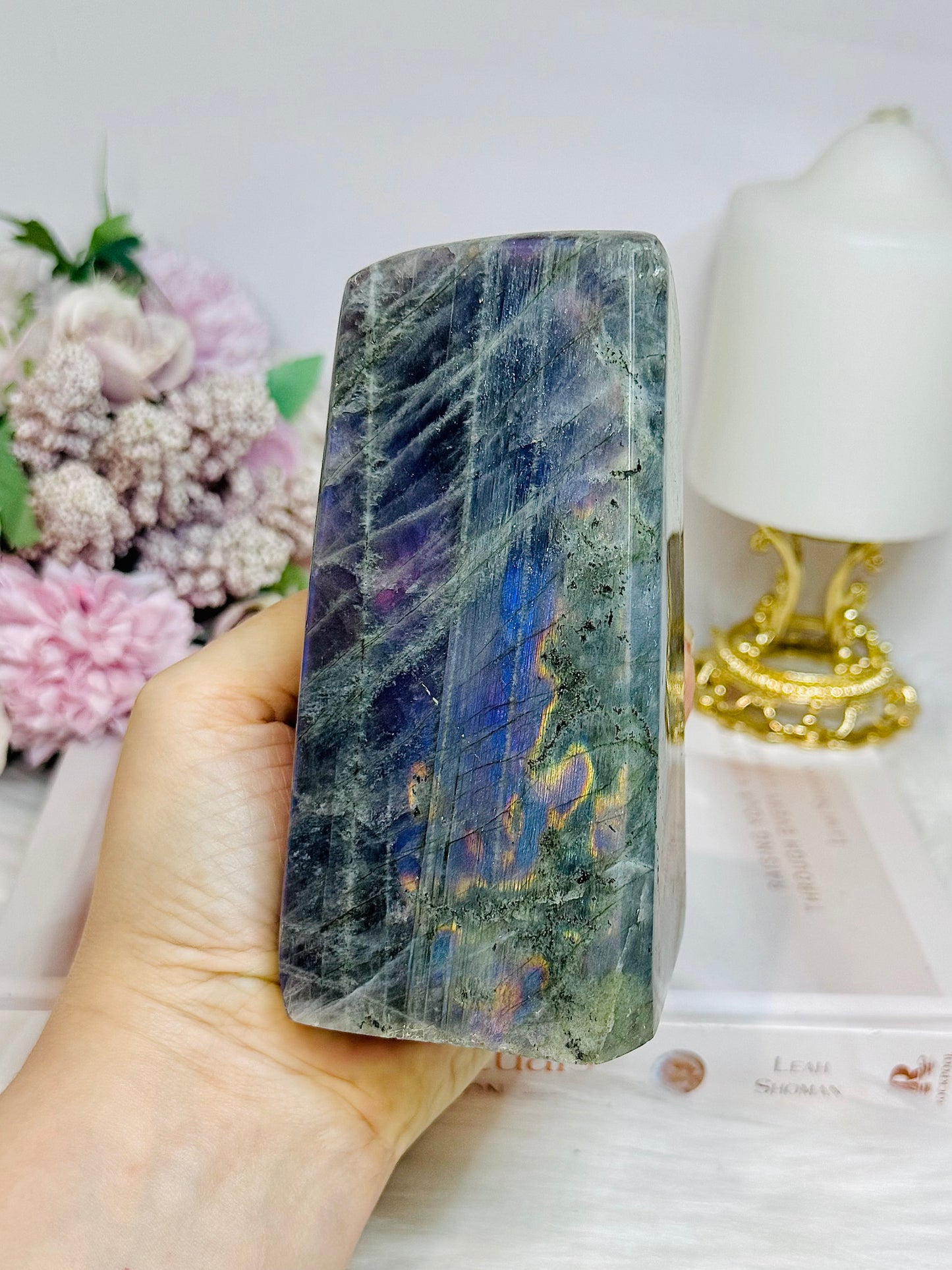 Purple Flash Labradorite Freeform 12cm 835g (flash looks blue in pics but is purple)