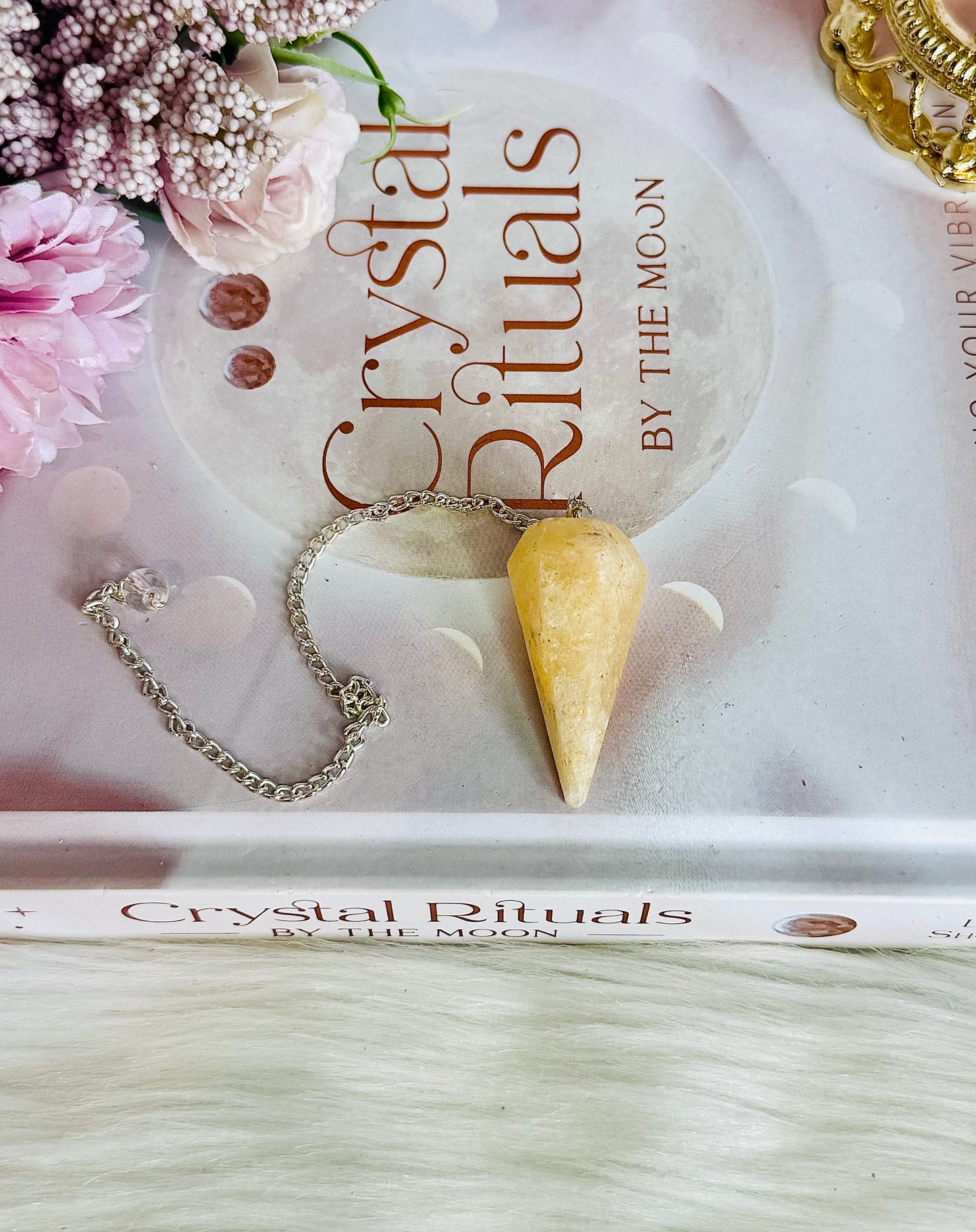 Natural Orange Calcite Pendulum In Gift Bag