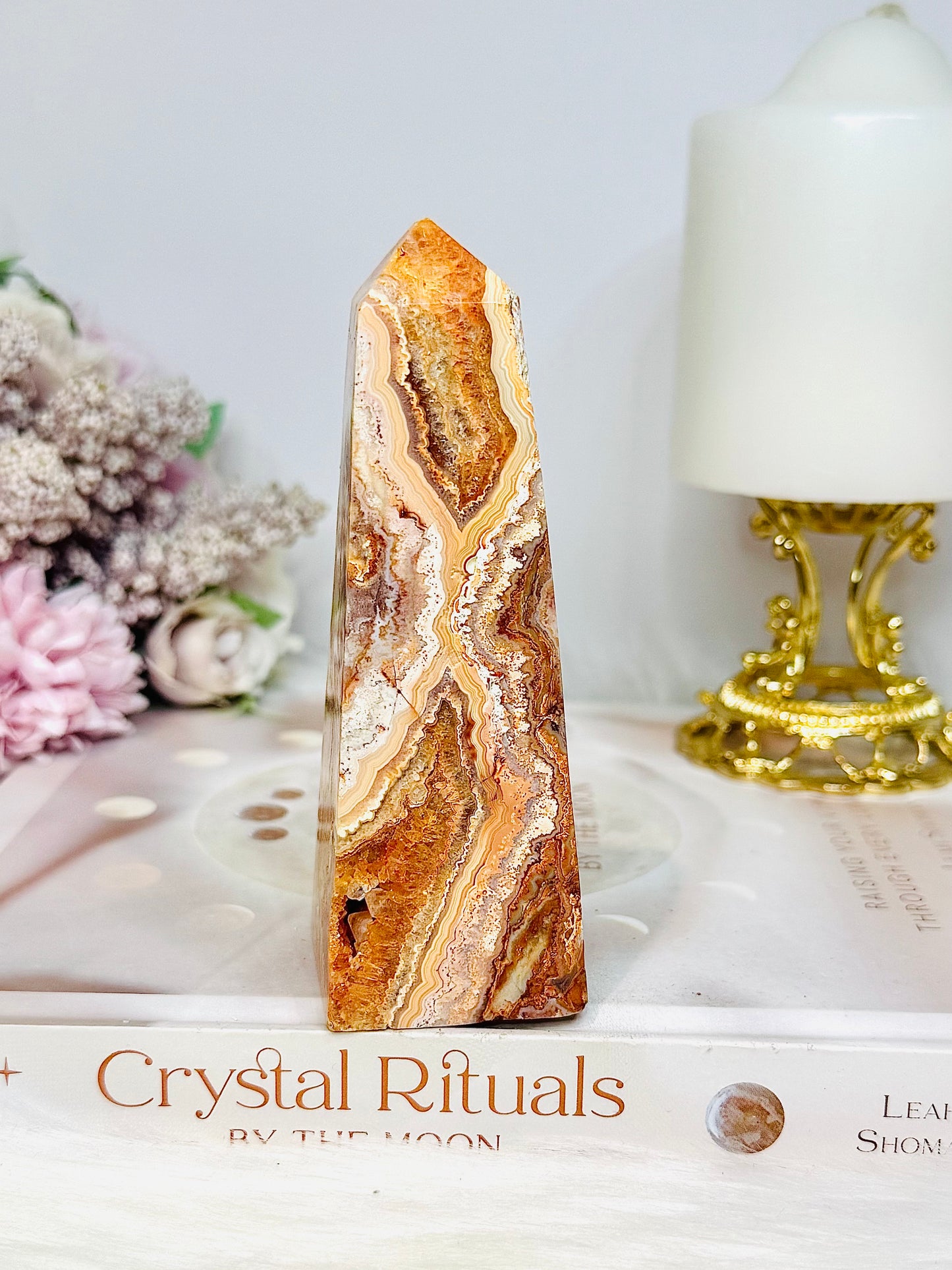 Crazy Lace Mexican Agate Druzy Tower | Obelisk 11.5cm