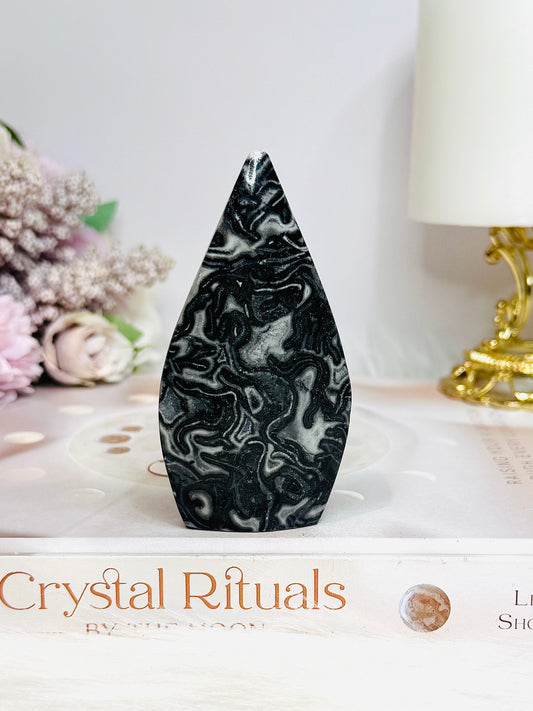 Black Panda Calcite Flame 8.5cm
