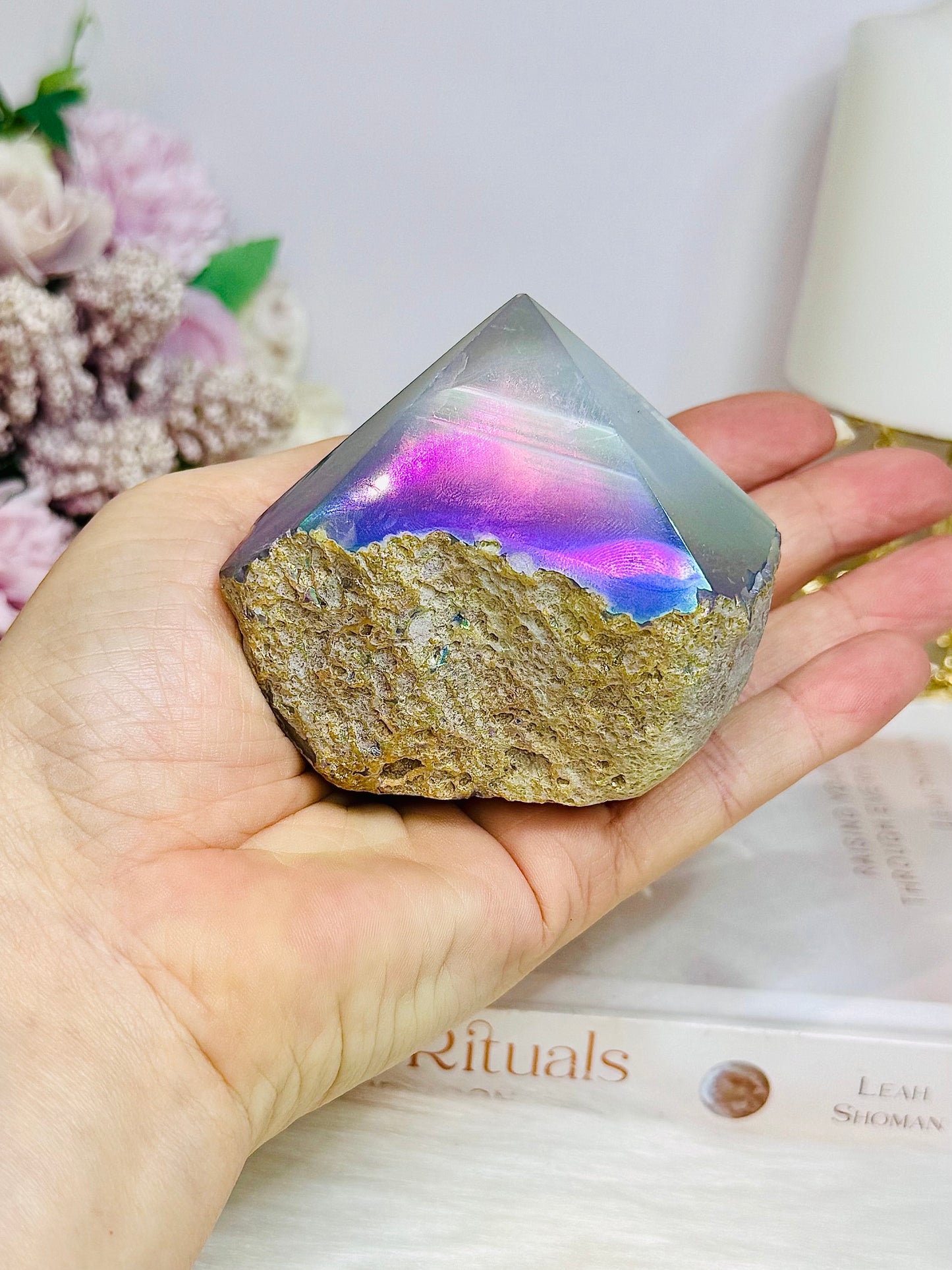 High Grade Angel Aura Agate Polished Top 301g