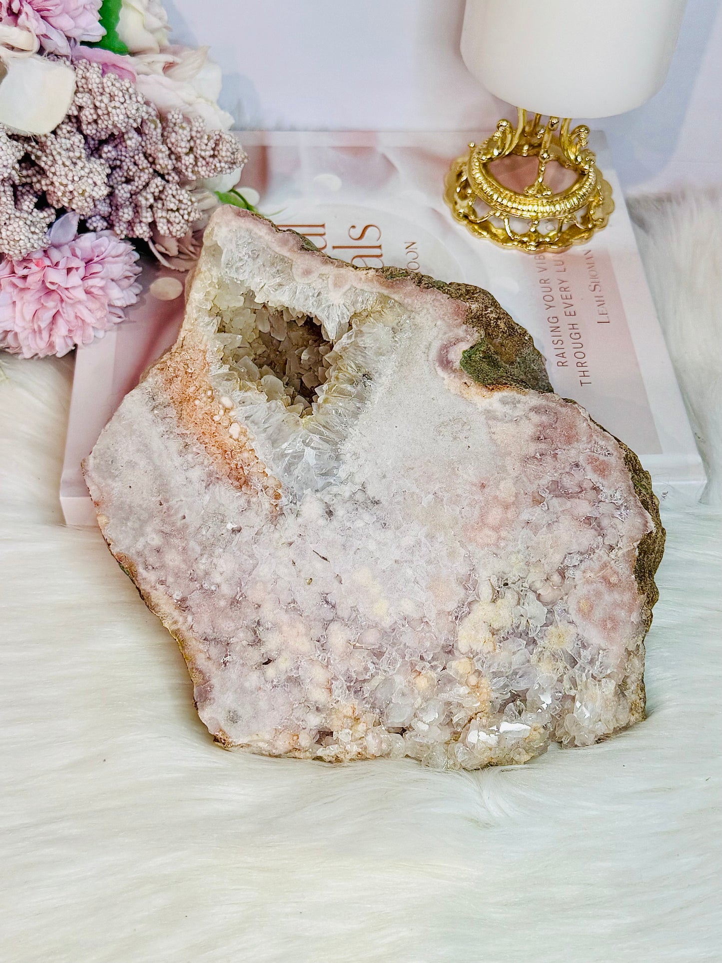 Absolutely Incredible Large Chunky Natural Pink Amethyst Druzy Slab 21cm 1.29KG