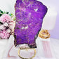 The Stone Of Freedom ~ Incredible Rare Natural Velvet Purpurite Huge Slab On Gold Stand, 22cm (Inc Stand) 683grams