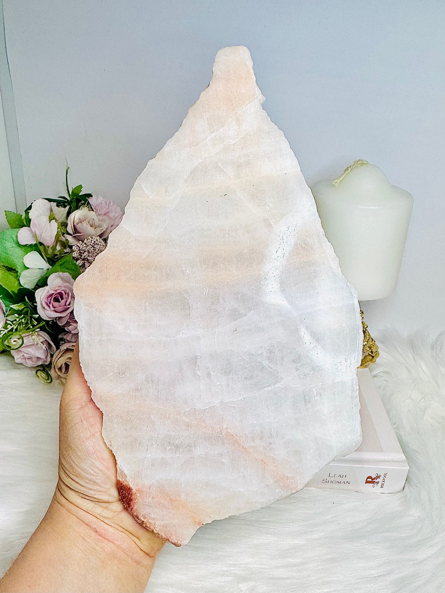 Large Mexican Pink Calcite Natural Slab 25cm 704g