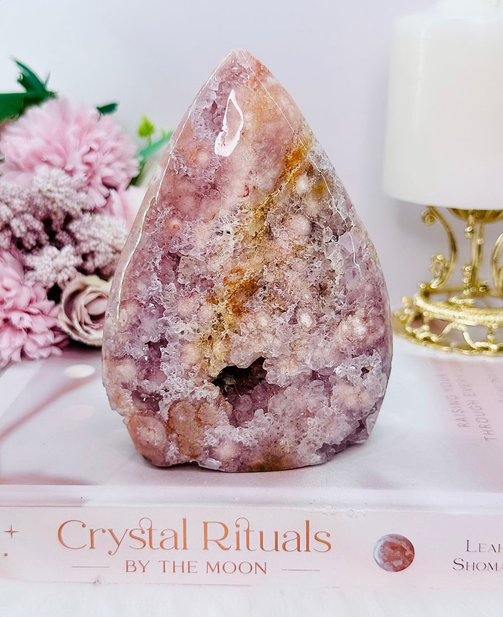 ⚜️ SALE ⚜️ WOW!!! Classy & Absolutely Fabulous Large 13cm 603gram Rare Druzy Pink Amethyst X Flower Agate Freeform | Flame