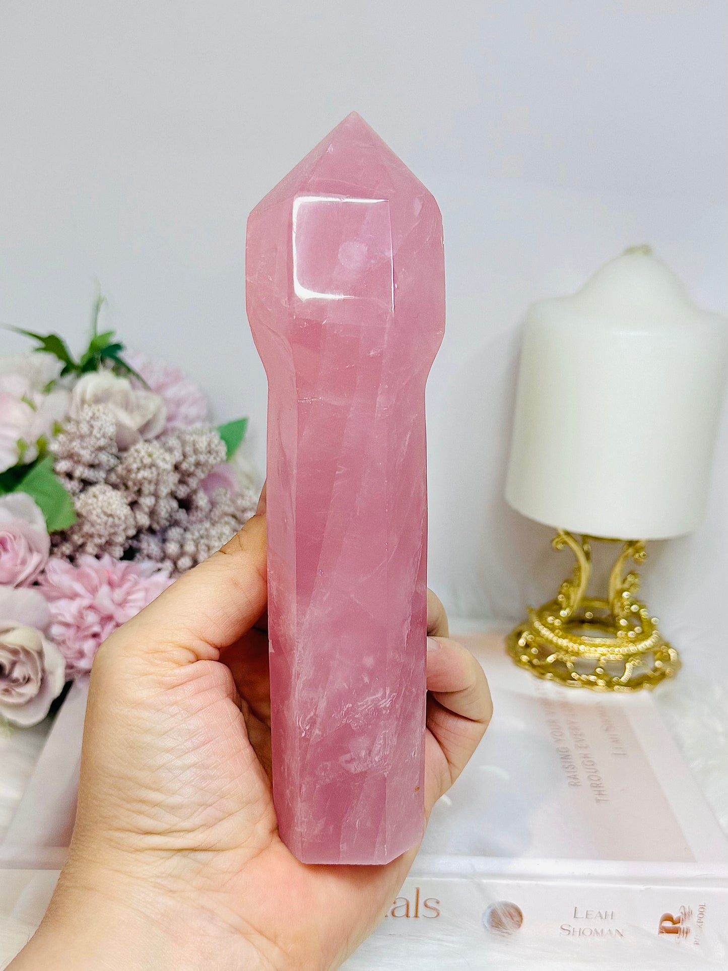 Large High Grade Dark Pink Rose Quartz Sceptre | Tower 17.5cm