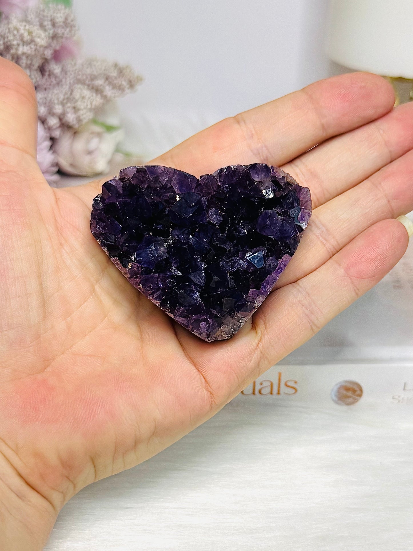 High Grade Deep Purple Amethyst Carved Heart 6cm