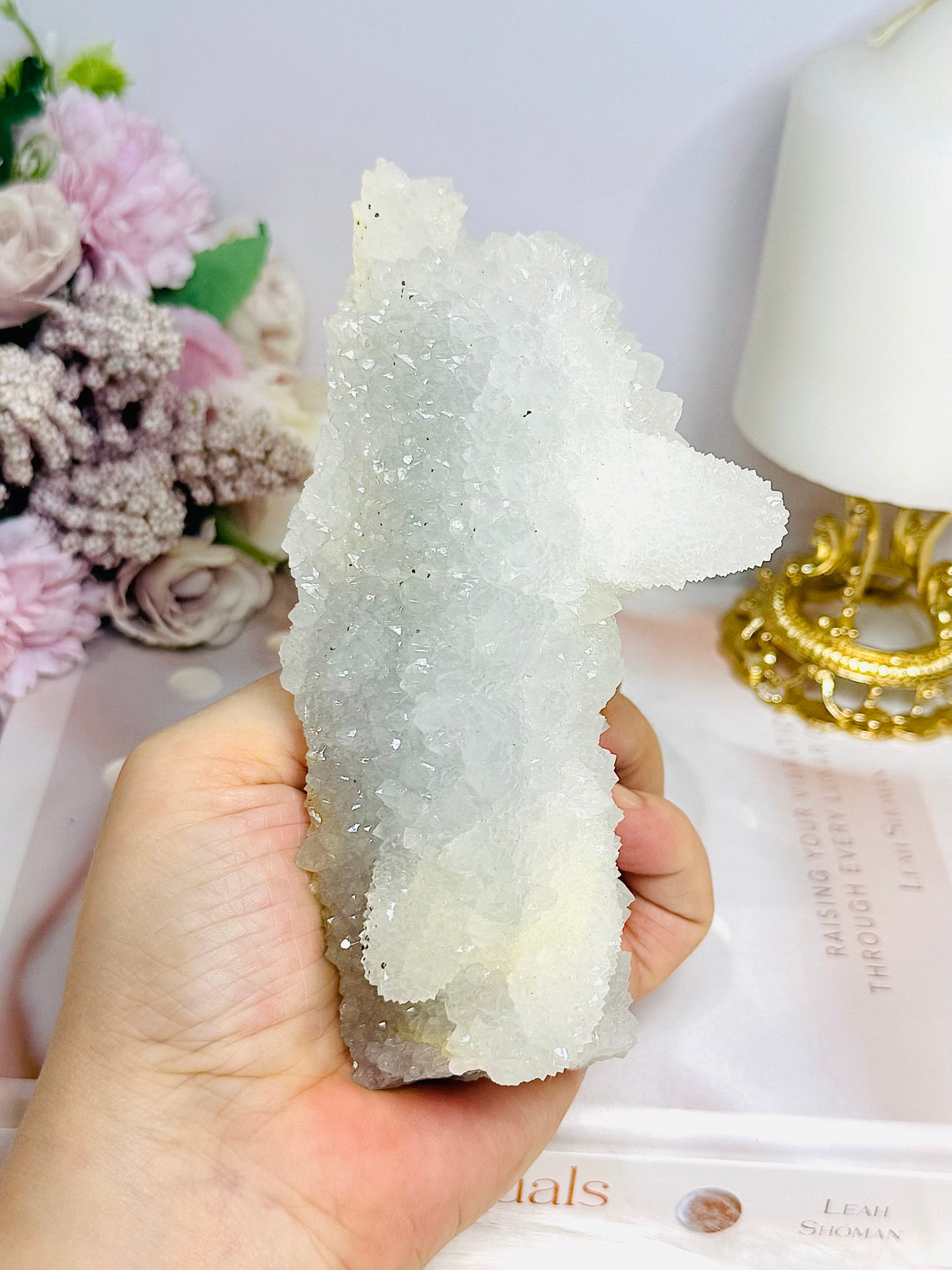 Rare White Apophyllite Crystal Stalactite Formation Specimen 14cm 420g