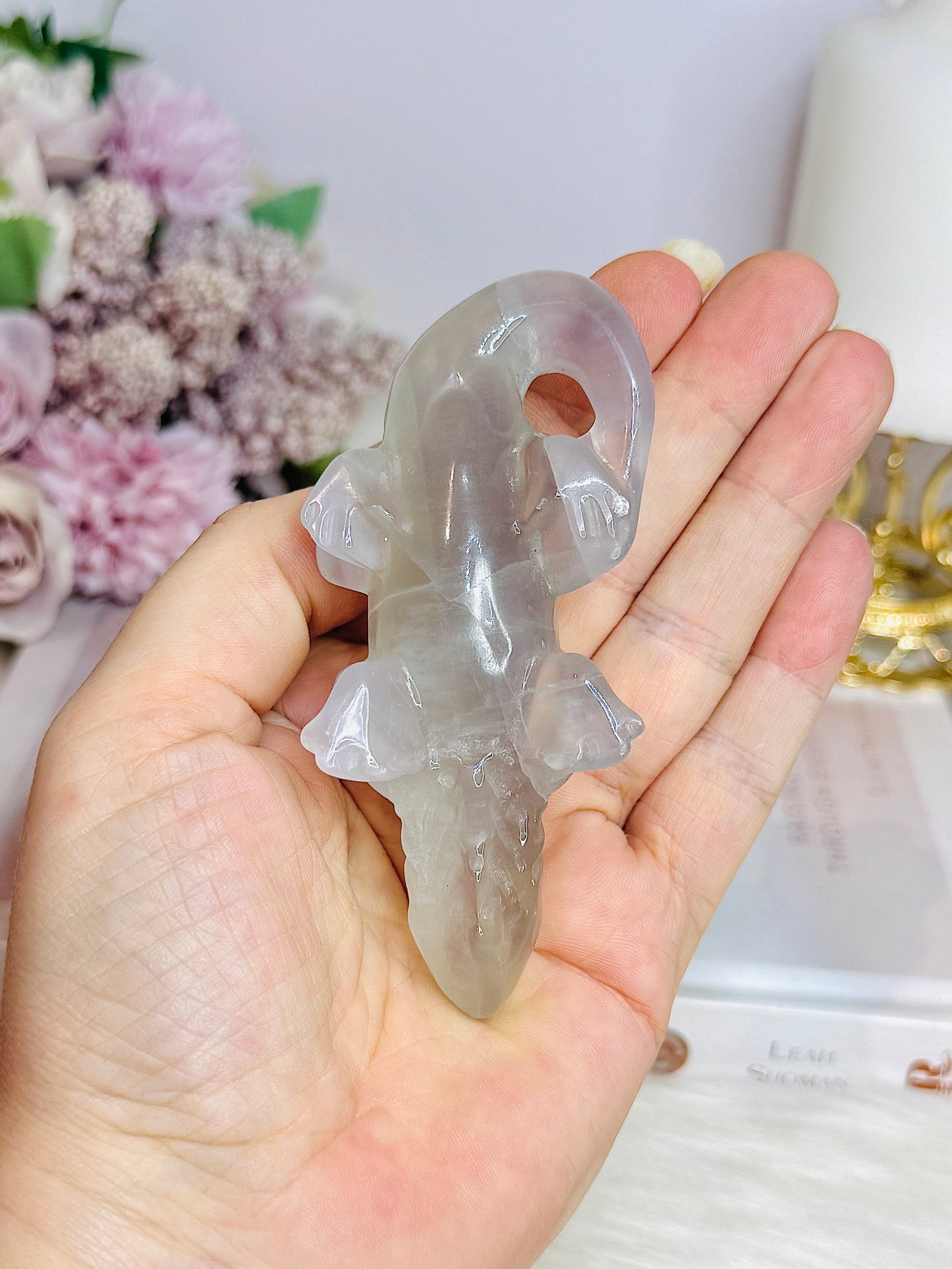 Fluorite Carved Lizard 10cm