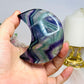 High Grade Rainbow Fluorite Moon On Stand 8cm