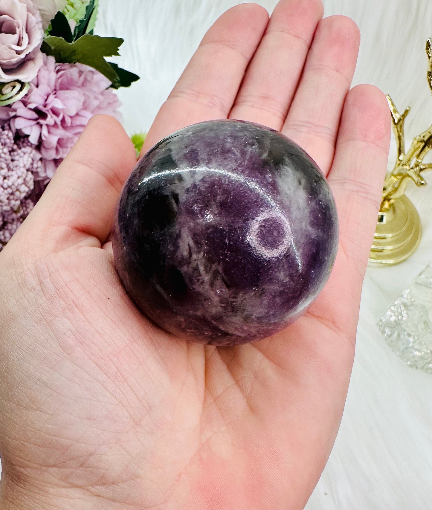 Emotional Healing ~ Gorgeous Lepidolite Sphere on Stand 5cm