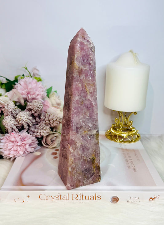 Natural Lepidolite Large 19.5cm Obelisk | Tower From Brazil with Natural Lines