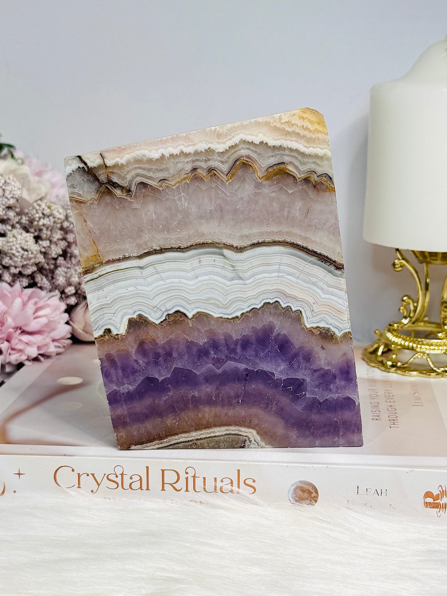 Natural Crazy Lace Amethyst Slab 13cm