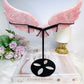 Large Pink Opal Heart with Angel Wings on Stand 23.5cm