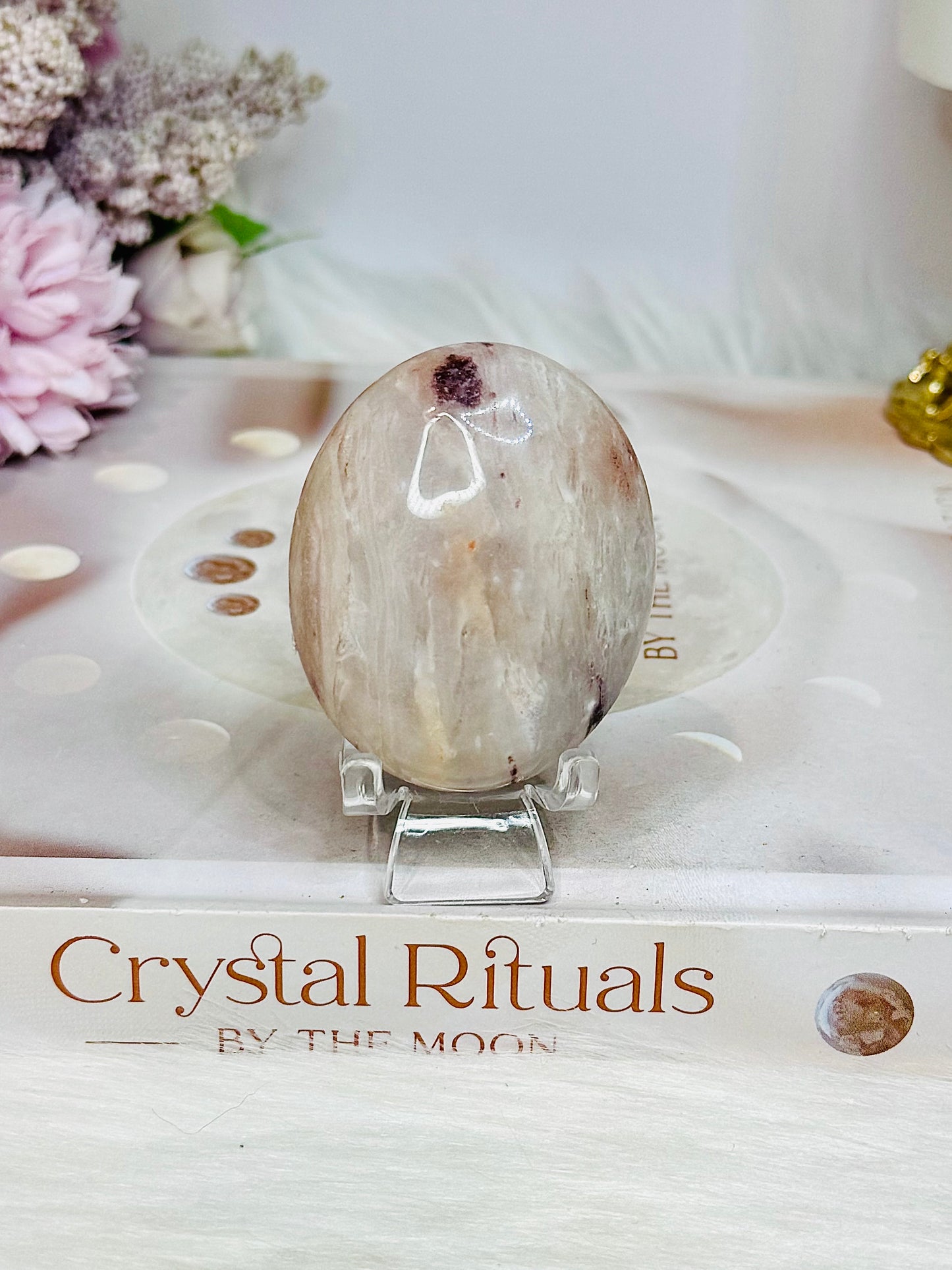 Pink Aragonite Palm Stone (stand not included)