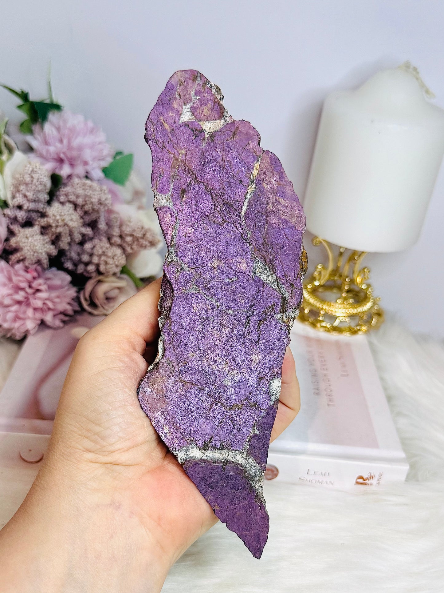 Large Natural Purpurite Slab on Stand 309g 19cm