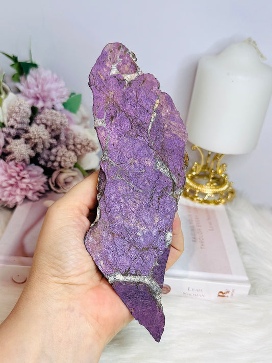 Large Natural Purpurite Slab on Stand 309g 19cm