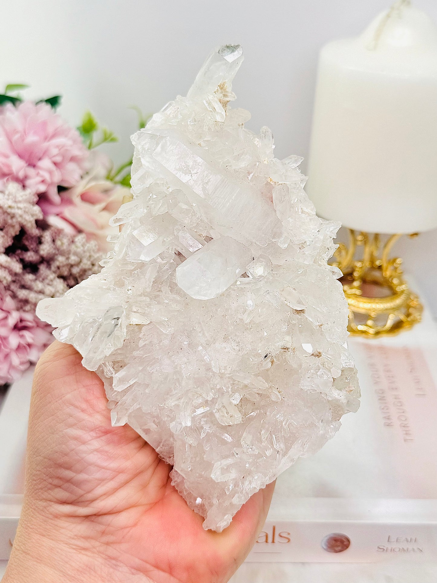 High Grade 253gram Clear Quartz Cluster with Perfect Points From Brazil