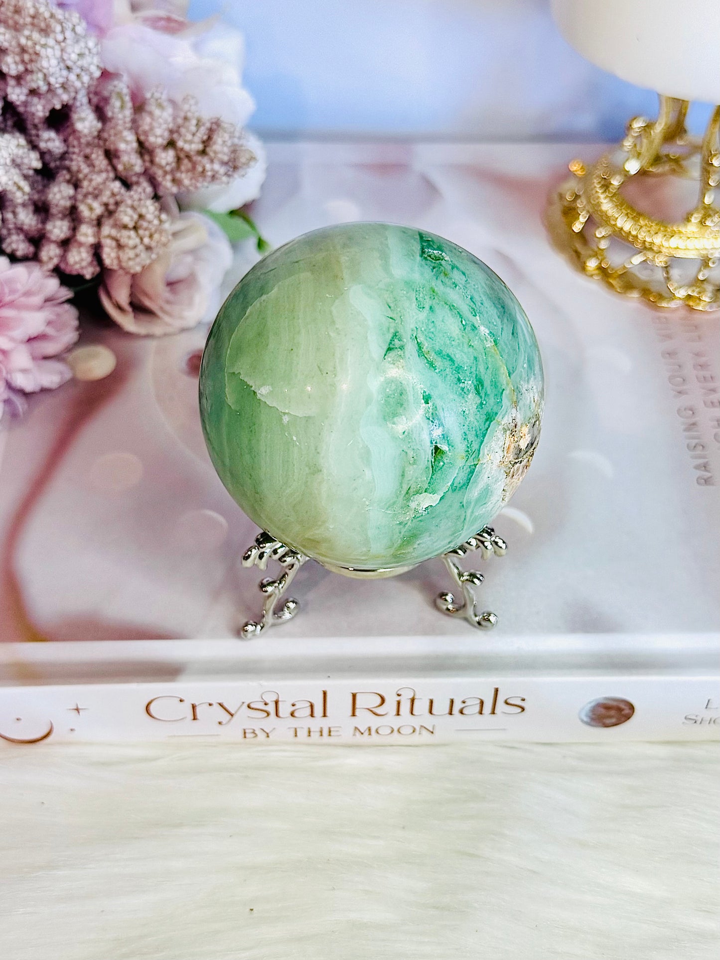 Beautiful Natural Variscite Sphere On Stand 381grams