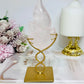 Rose Quartz Flame on Gold Stand 16cm