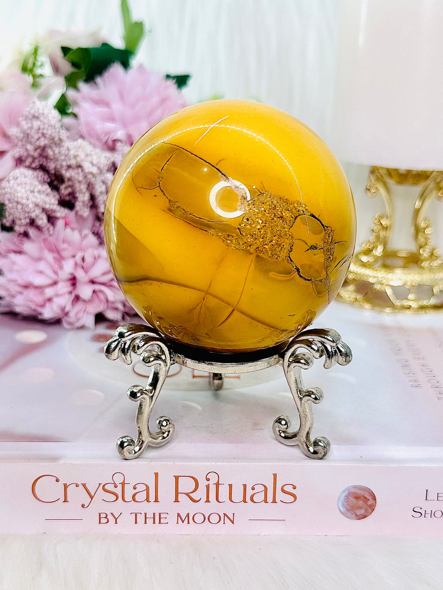 Emotional Growth & Courage ~ Stunning Large 482gram Yellow Mookaite Jasper Sphere On Stand