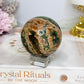 High Grade Green Sakura Flower Agate Sphere on Stand 231g