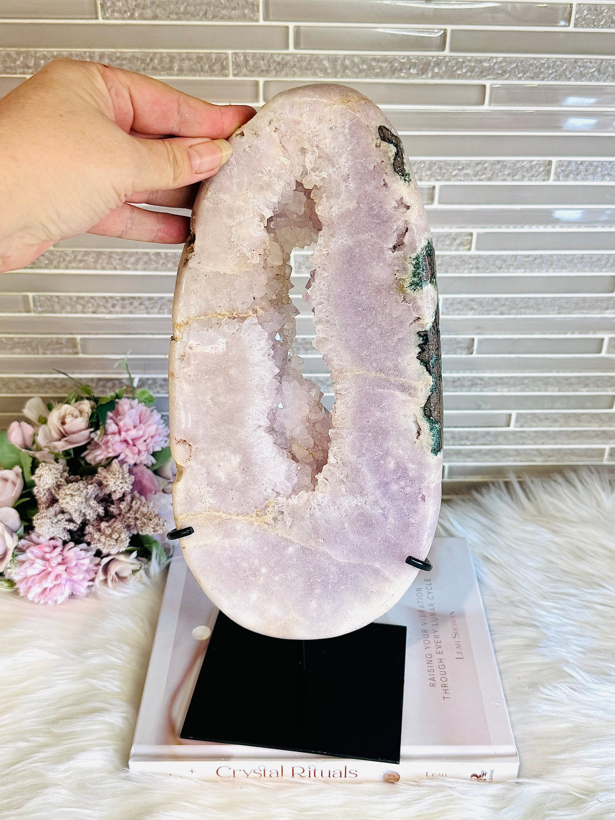 Statement Piece ~ Huge Pink Amethyst Druzy Portal Slab On Stand 36cm 2.45KG