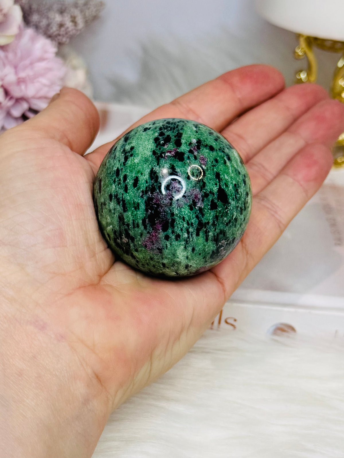 Ruby Zoisite Sphere on Stand 213g