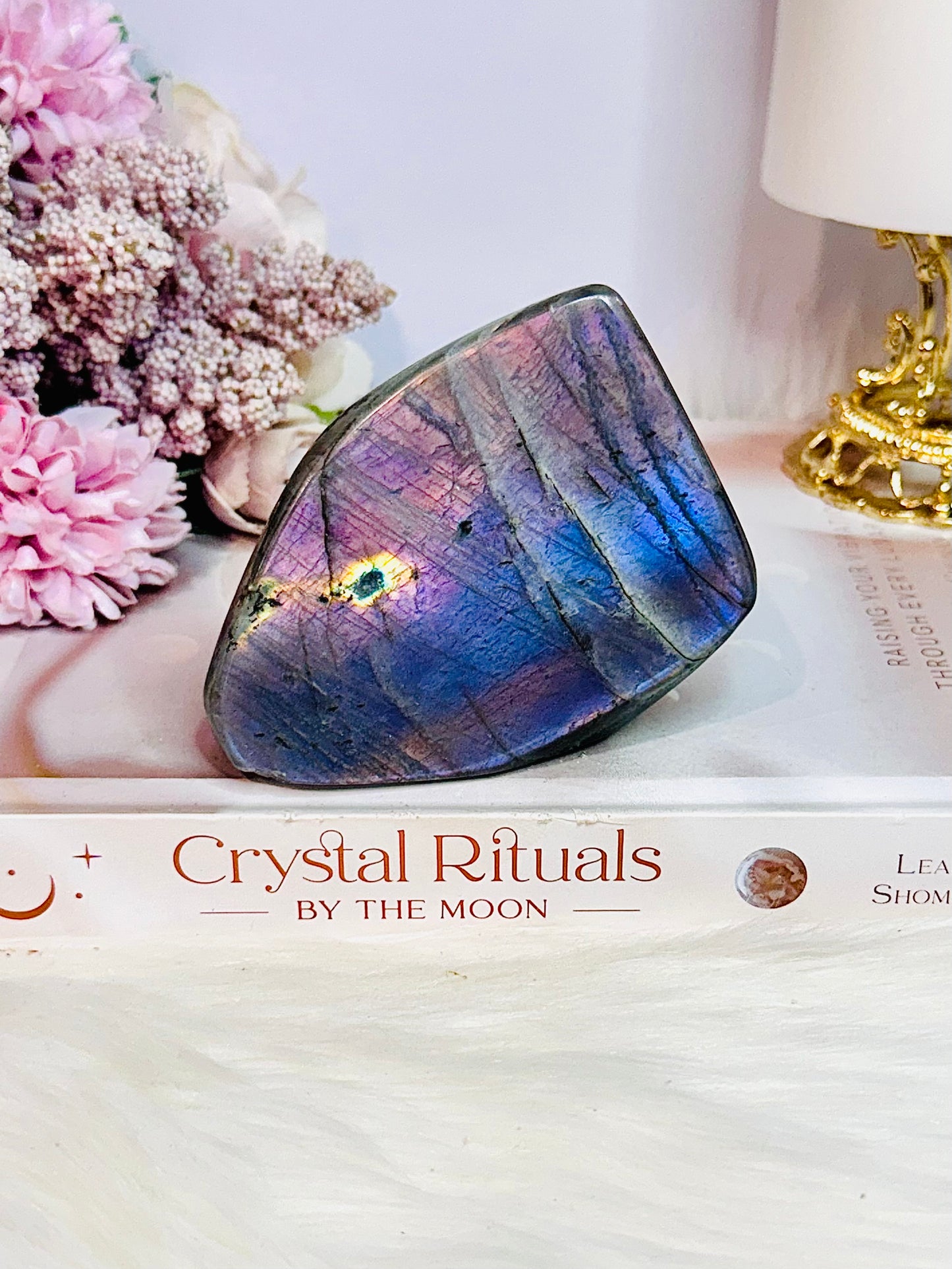 Incredible Pink, Purple & Blue Flash Natural Labradorite Polished Freeform 330grams