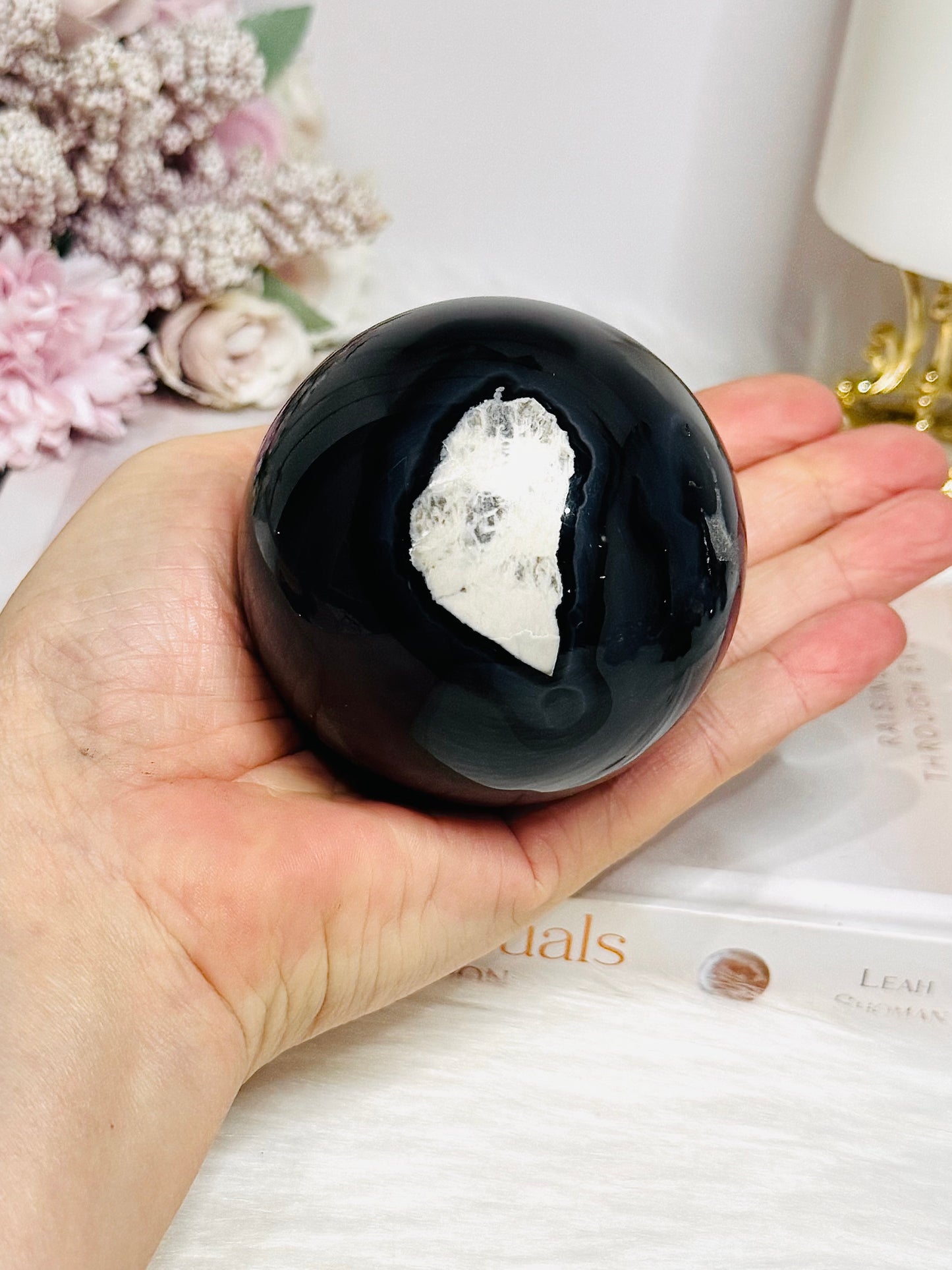 Natural Volcano Agate Druzy Sphere UV Reactive On Stand 489g