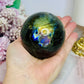 Large Labradorite Sphere with Purple Flash 428g