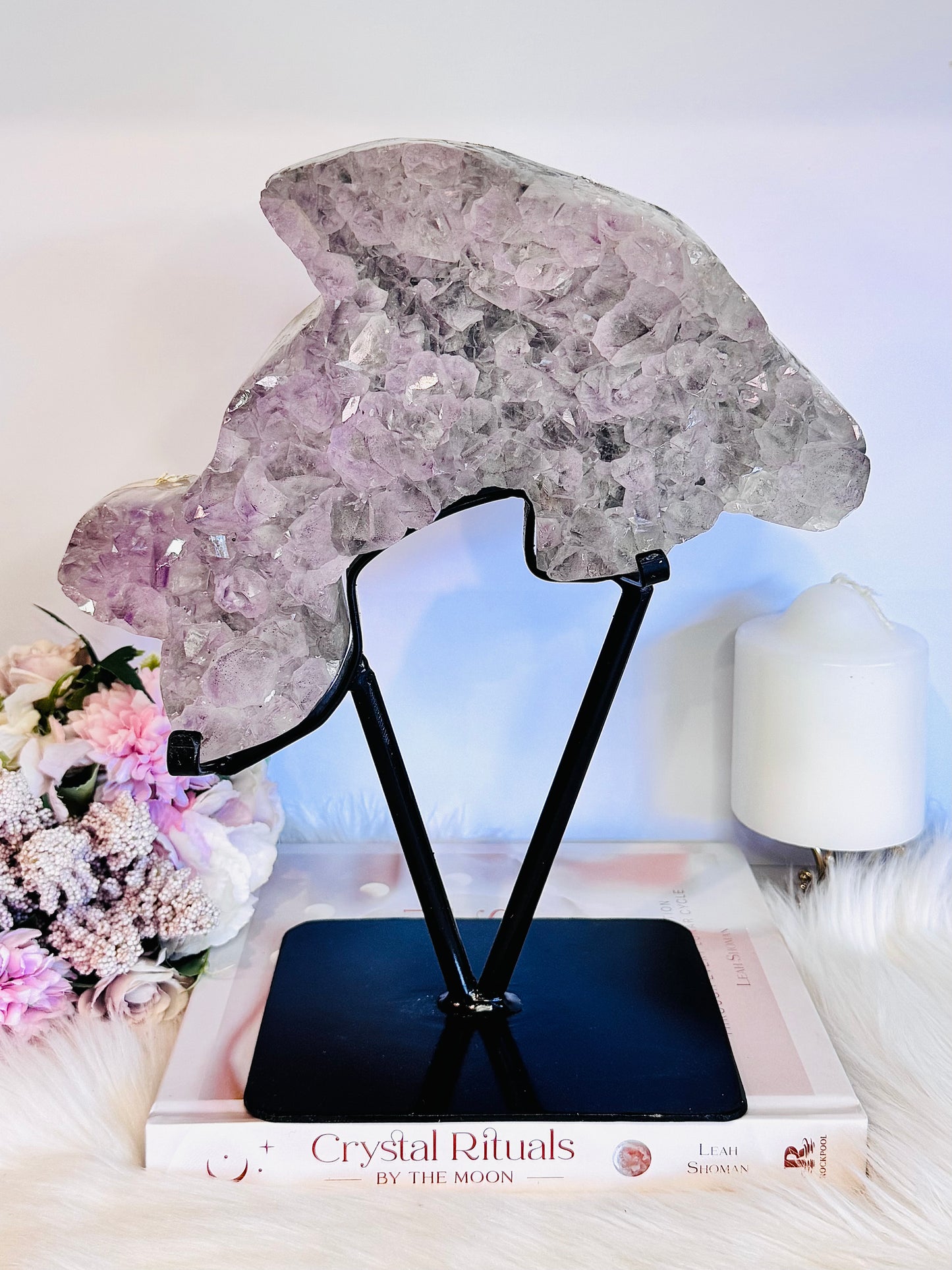 MASTER PIECE!!!! Huge 30cm 3.92KG Amethyst Cluster Carved Dolphin On Stand From Brazil