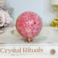 Thulite Sphere with Epidote 207g On Stand