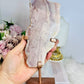 Large Pink Amethyst Natural Slab On Rose Gold Stand 23cm